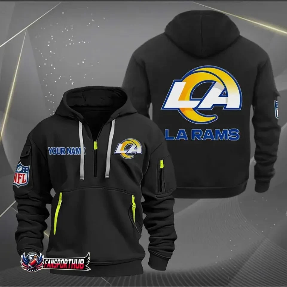Los Angeles Rams Blackout Logo Edition Personalized 3D Dynamic Hoodie