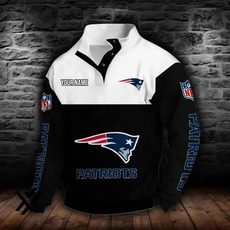 New England Patriots NFL Shoulder Crest 3D Stand-up Collar Sweatshirt