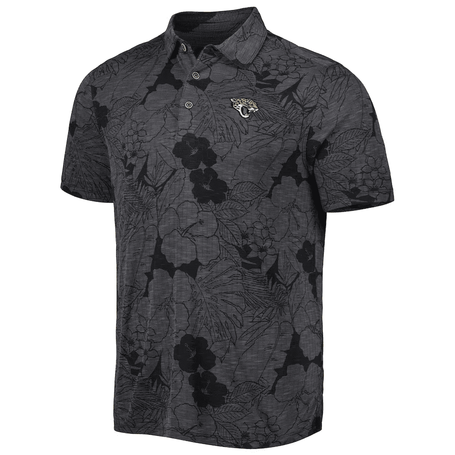 Jacksonville Jaguars Men Polo Shirt Floral Flowers Pattern Printed - Black