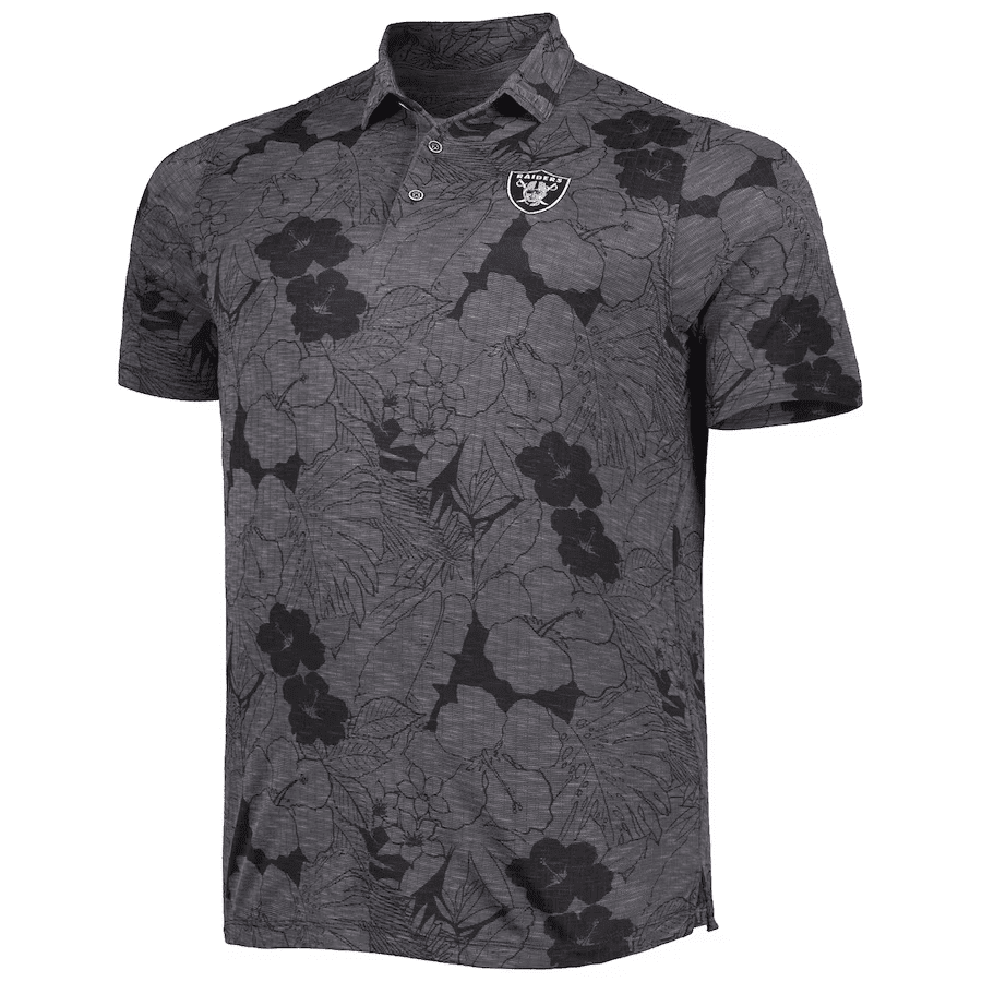 Las Vegas Raiders Men Polo Shirt Floral Flowers Pattern Printed - Black