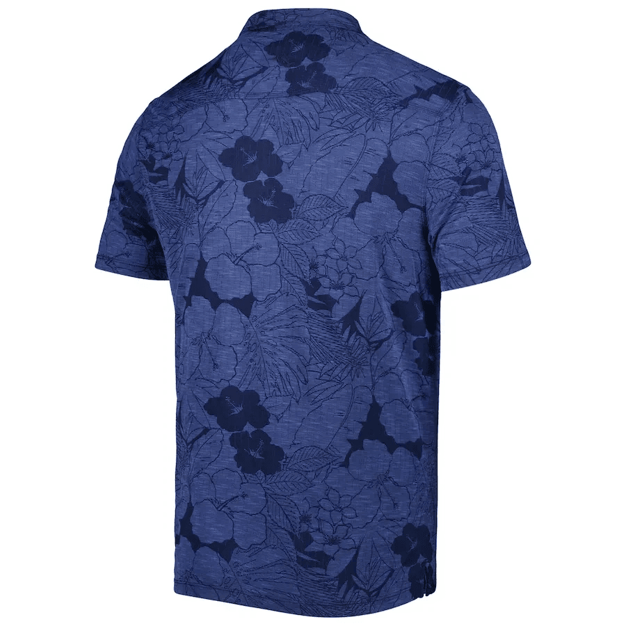 New England Patriots Men Polo Shirt Floral Flowers Pattern Printed - Navy
