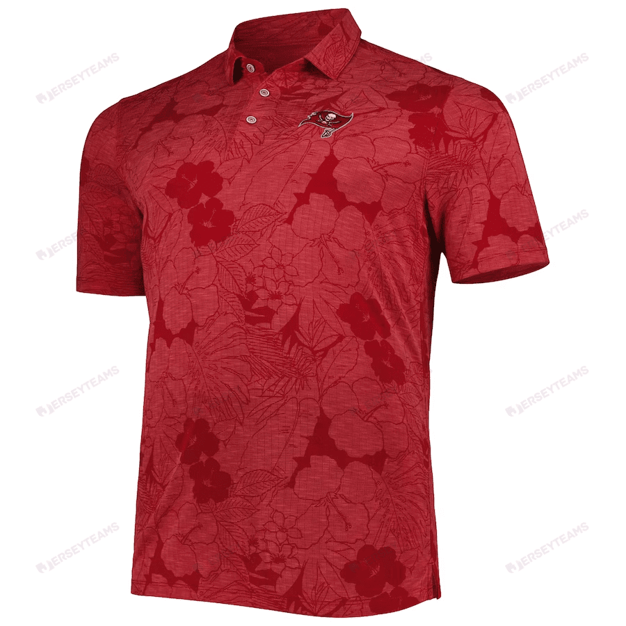 Tampa Bay Buccaneers Men Polo Shirt Floral Flowers Pattern Printed - Red