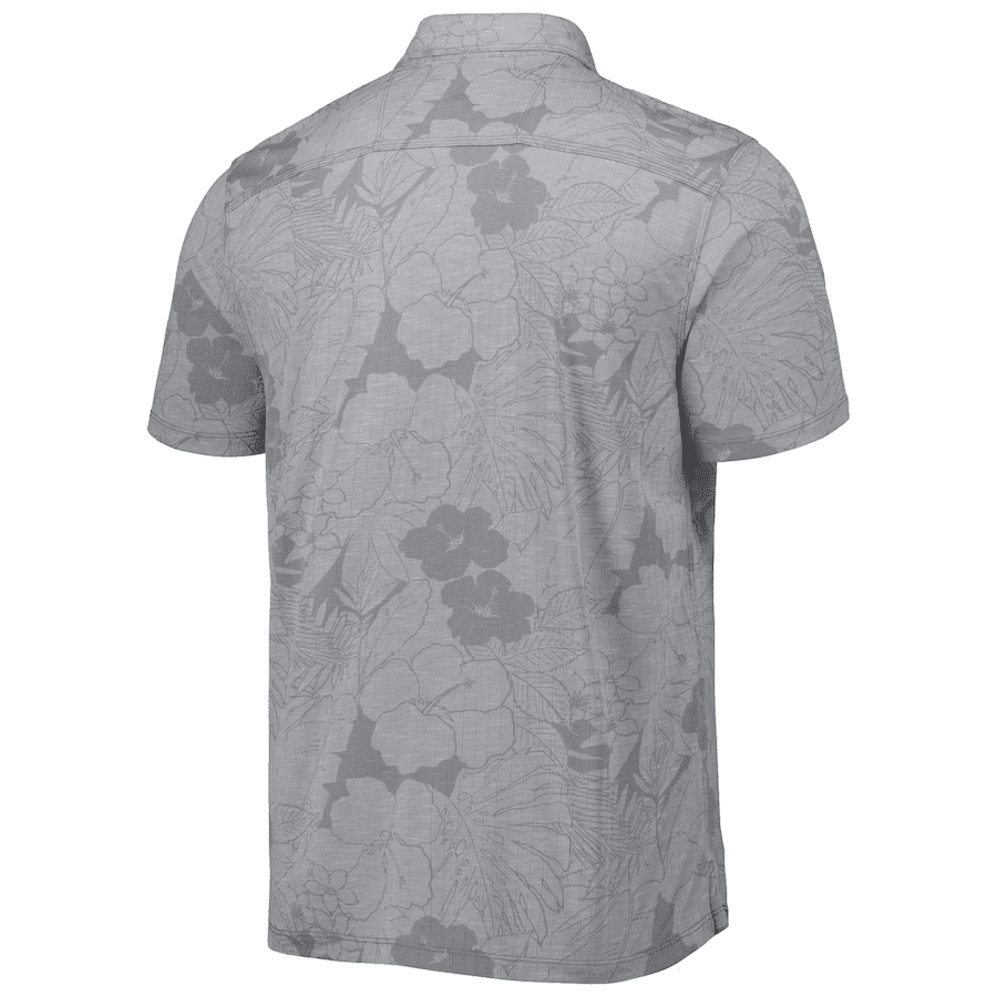 Miami Dolphins Men Polo Shirt Floral Flowers Pattern Printed - Gray
