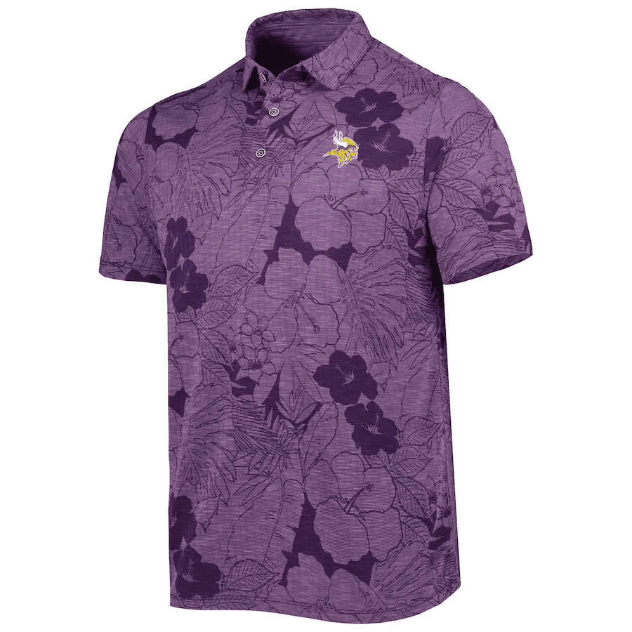 Minnesota Vikings Men Polo Shirt Floral Flowers Pattern Printed - Purple