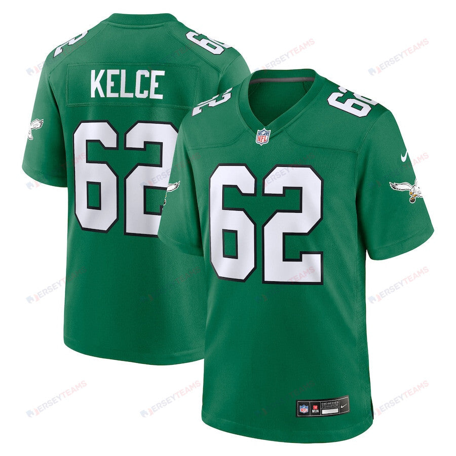Jason Kelce 62 Philadelphia Eagles Alternate Game YOUTH Jersey - Kelly Green