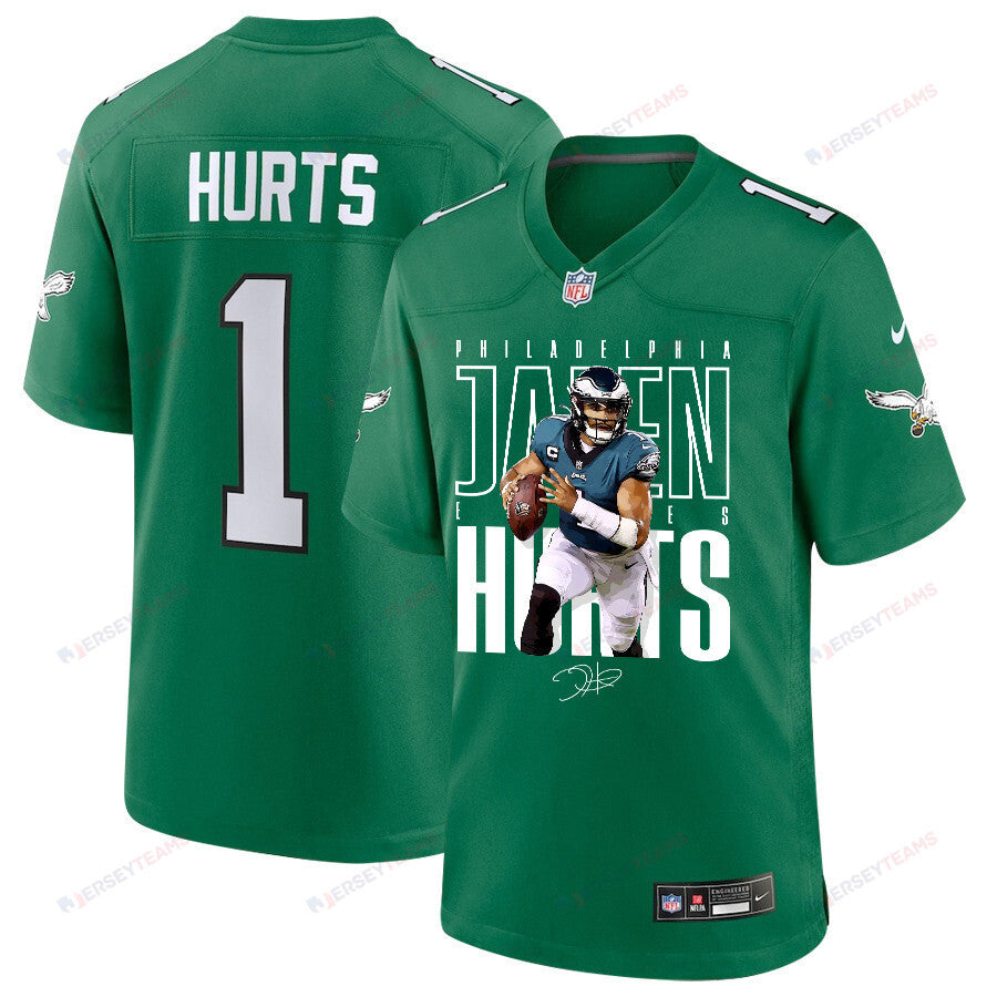 Jalen Hurts 1 Philadelphia Eagles Signature Pattern Game Jersey - Men
