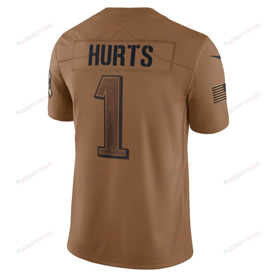 Jalen Hurts 1 Philadelphia Eagles 2023 Salute To Service Limited Jersey - Brown