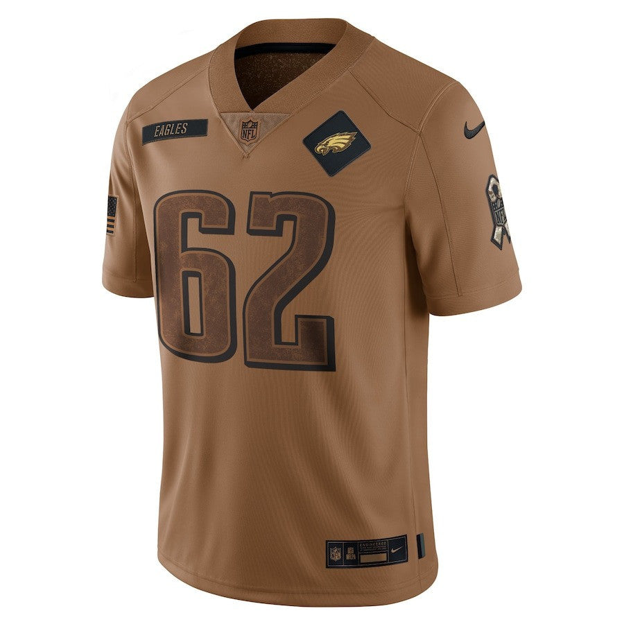Jason Kelce 62 Philadelphia Eagles 2023 Salute To Service Limited Jersey - Brown