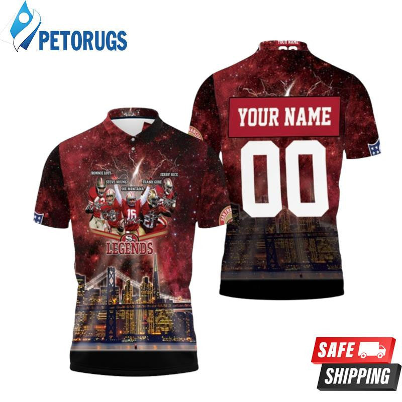 San Francisco 49ers City Night Light Galaxy Signed Custom Name & Number Printed Polo Shirt