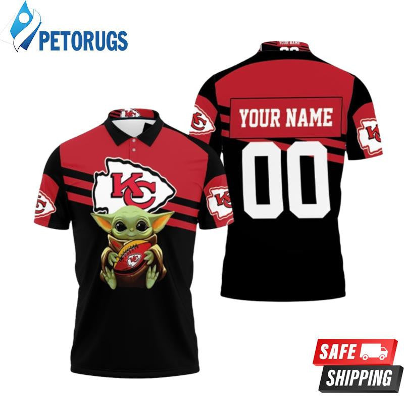 Kansas City Chiefs Baby Yoda Hug Chiefs Ball Custom Name & Number Printed Polo Shirt