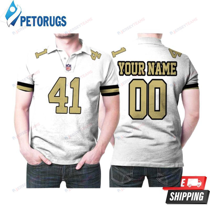 Alvin Kamara 41 New Orleans Saints Football Team Logo Custom Name & Number Printed Polo Shirt