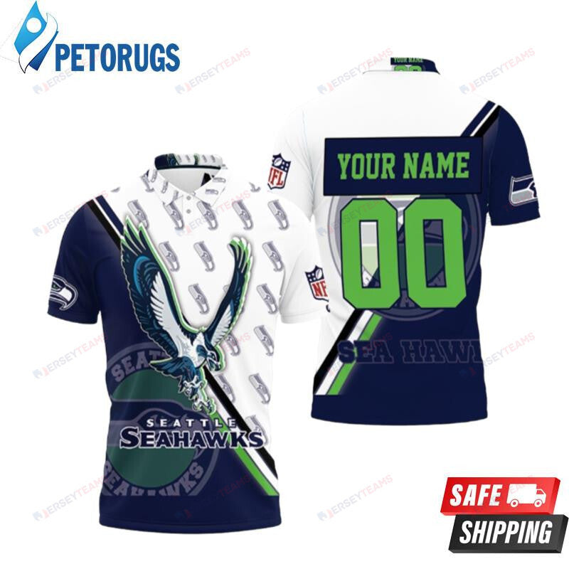 Seattle Seahawks Logo Custom Name & Number Printed Polo Shirt