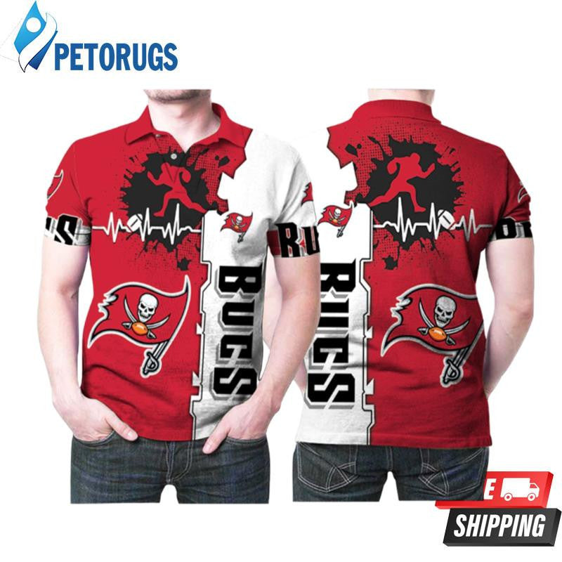 Tampa Bay Buccaneers Logo Heartbeat Running Printed Polo Shirt