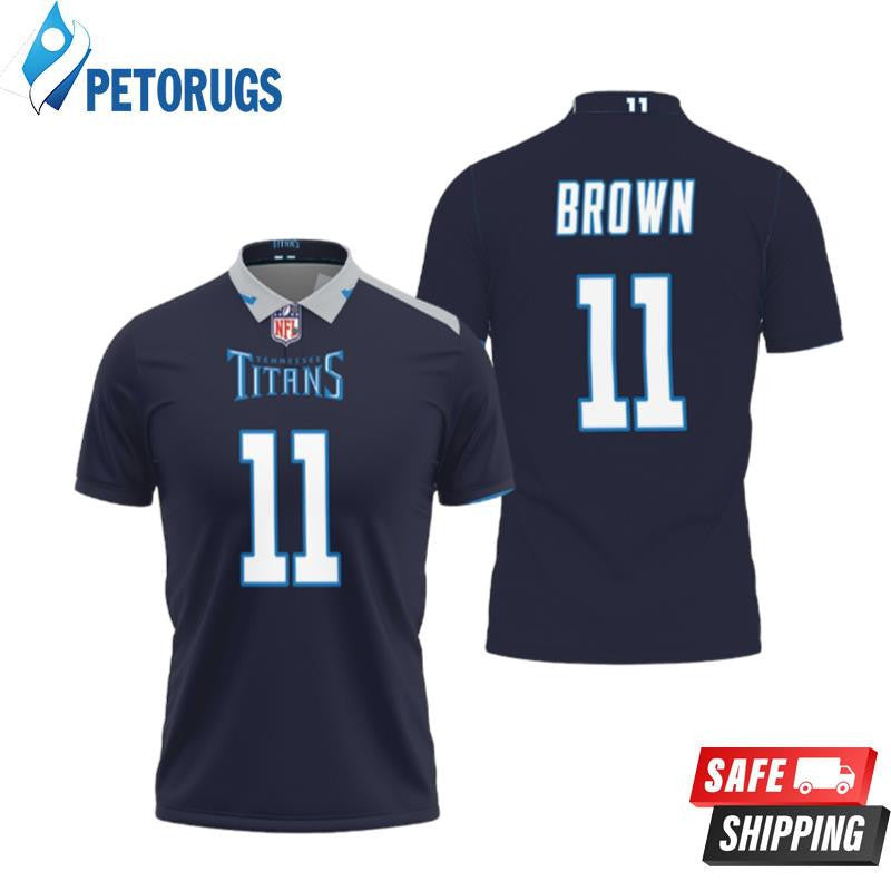 A J Brown 1 Tennessee Titans New Game Navy 2019 Printed Polo Shirt