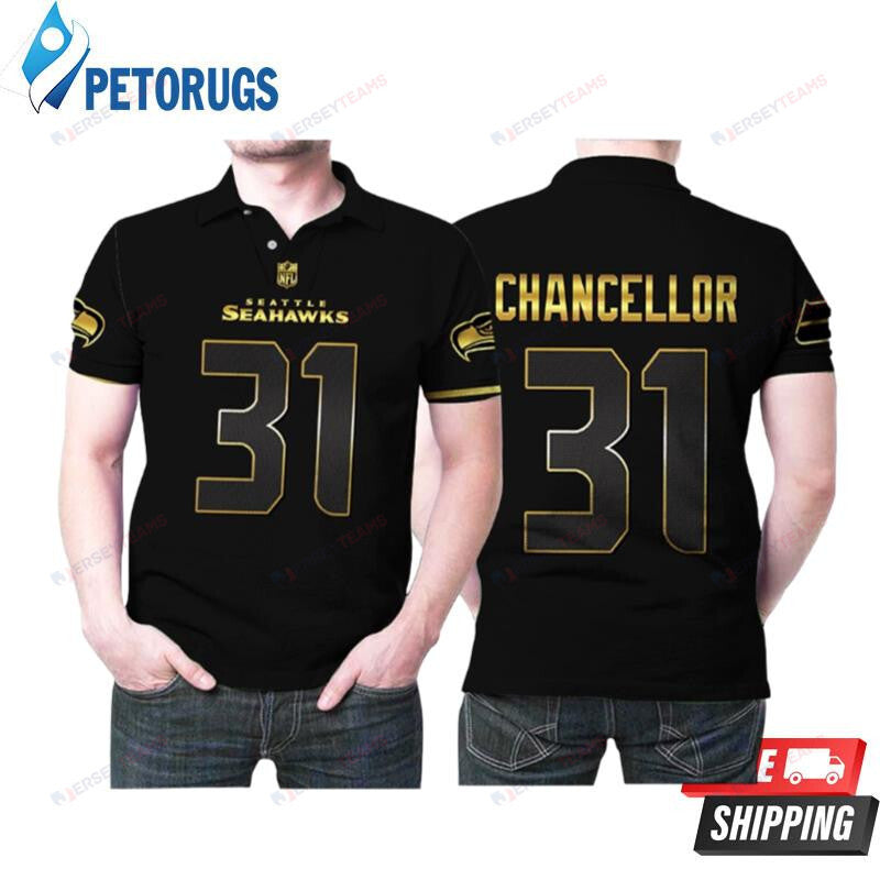 Kam Chancellor 31 Seattle Seahawks American Football Team Black Golden Printed Polo Shirt