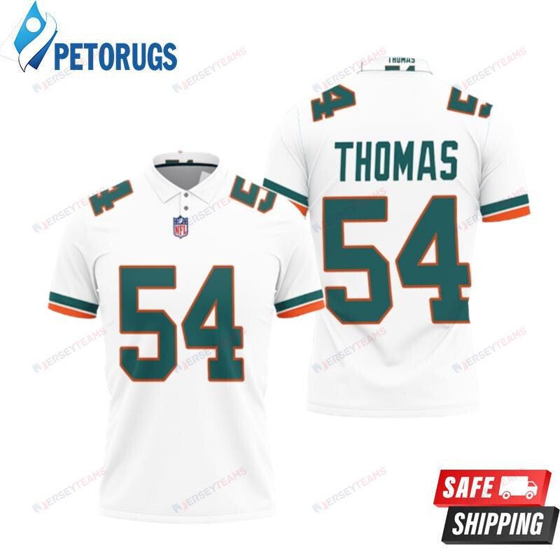 Zach Thomas 54 Miami Dolphins American Football White 2019 Alternate Game Printed Polo Shirt