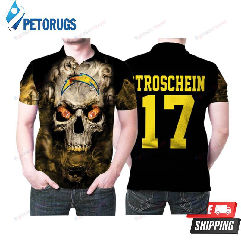 Stroschenin 17 Los Angeles Chargers American Football Team Logo Lava Skull Printed Polo Shirt