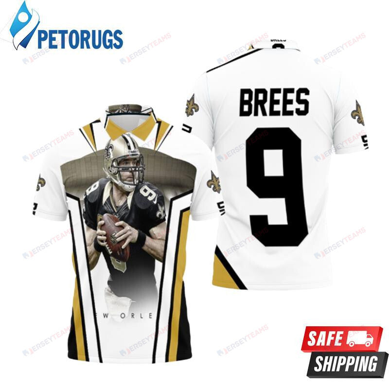 Drew Brees 9 New Orleans Saints Stadium Background Printed Polo Shirt