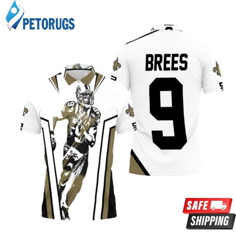 Drew Brees 9 New Orleans Saints Watercolor Printed Polo Shirt