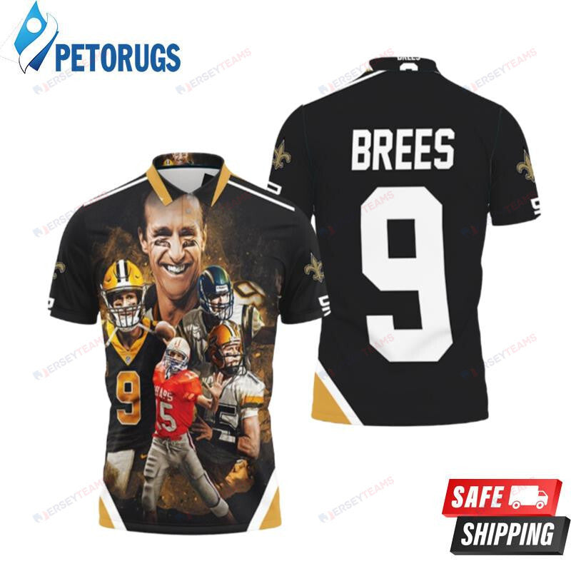 Drew Brees 9 New Orleans Saints Printed Polo Shirt