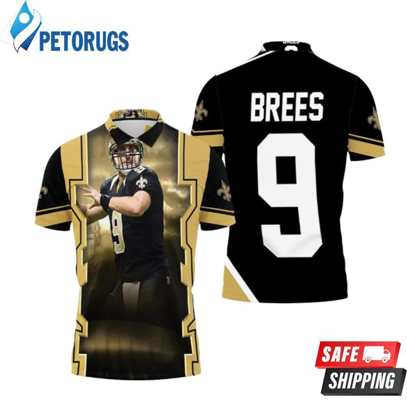 Drew Brees 9 New Orleans Saints Cloud Printed Polo Shirt