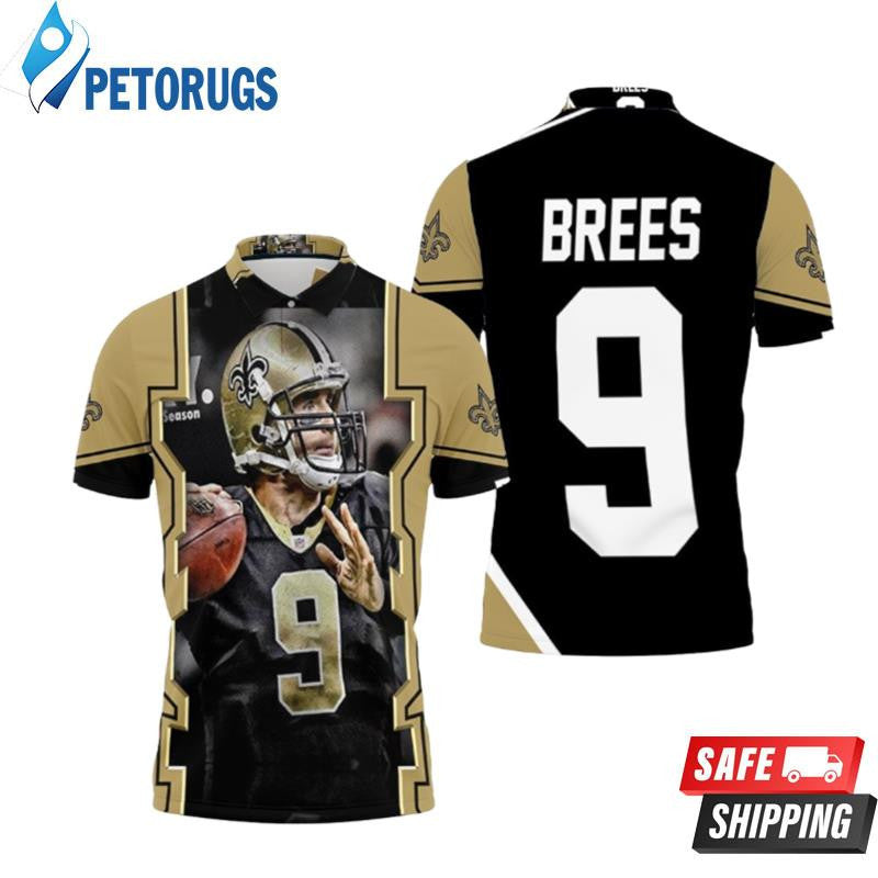 Drew Brees 9 New Orleans Saints History Printed Polo Shirt