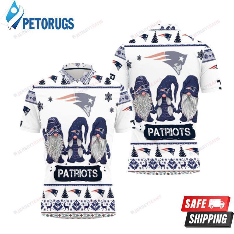Christmas Gnomes New England Patriots Ugly Sweat Printed Polo Shirt