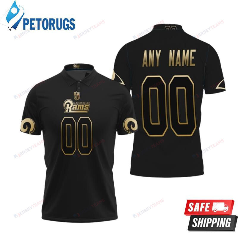 Los Angeles Rams American Football Black Golden Edition Vapor Limited Style Custom Name & Number Printed Polo Shirt