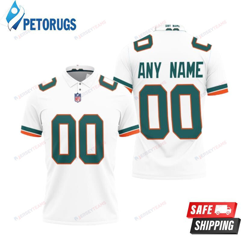 Miami Dolphins American Football White 2019 Alternate Game Custom Name & Number Printed Polo Shirt