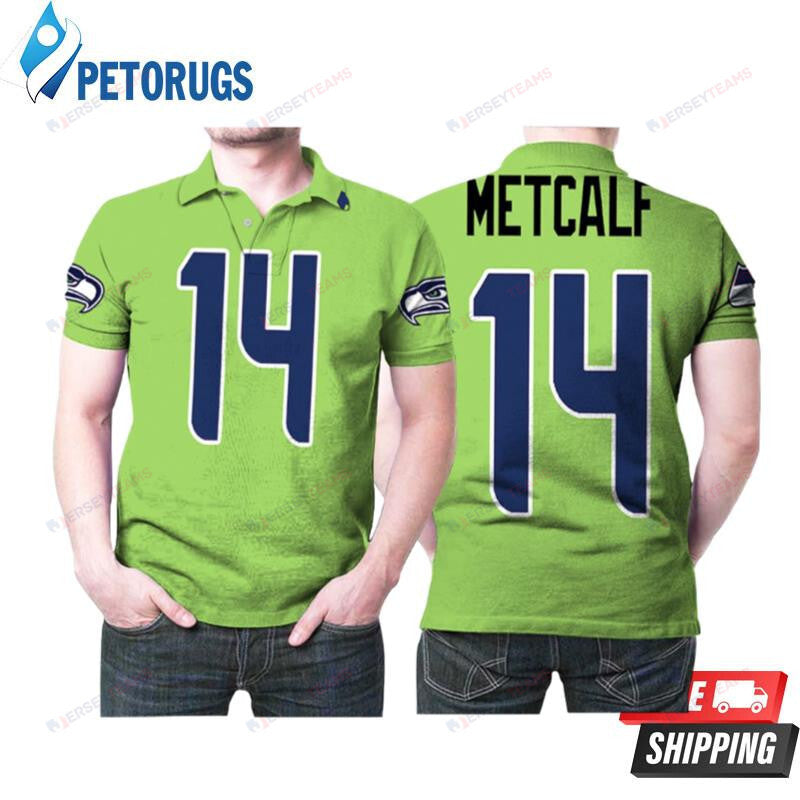Seattle Seahawks Dk Metcalf 14 American Football Team Green Color Rush Legend Style Printed Polo Shirt