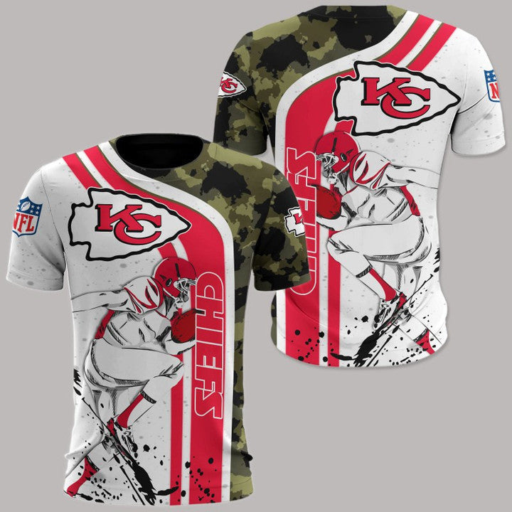 Kansas City Chiefs All Over Print T-Shirt - White Red Camo