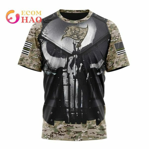Tampa Bay Buccaneers Punisher Skull Custom Name Number T-shirt - Camo