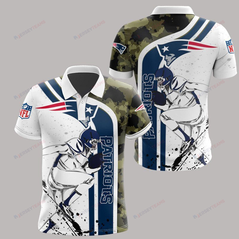 New England Patriots Printed Polo Shirt -White Camo