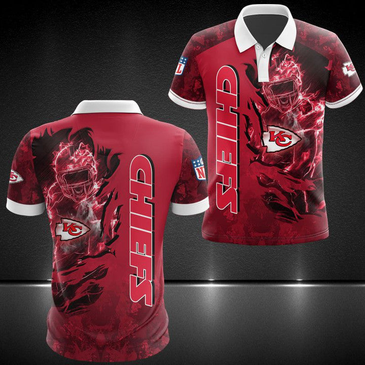 Kansas City Chiefs Printed Polo Shirt - Red Camo