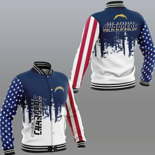 Los Angeles Chargers Blue White Baseball - AOP Varsity Jacket - All-Over-Printed Jacket