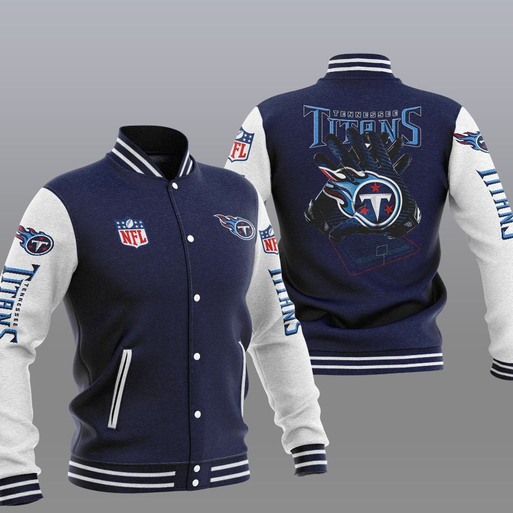 Tennessee Titans Navy Blue - AOP Varsity Jacket - All-Over-Printed Jacket