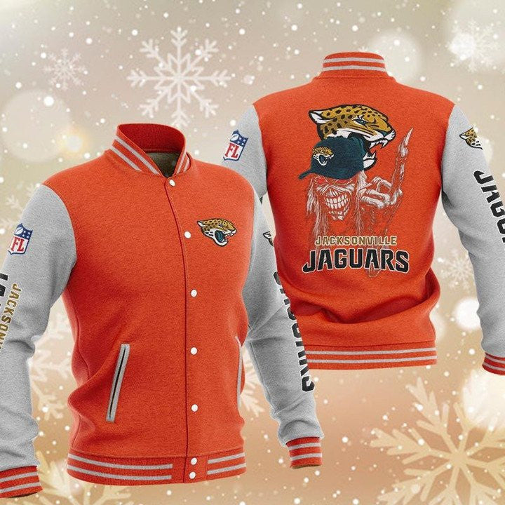 Jacksonville Jaguars Iron Maiden Orange - AOP Varsity Jacket - All-Over-Printed Jacket
