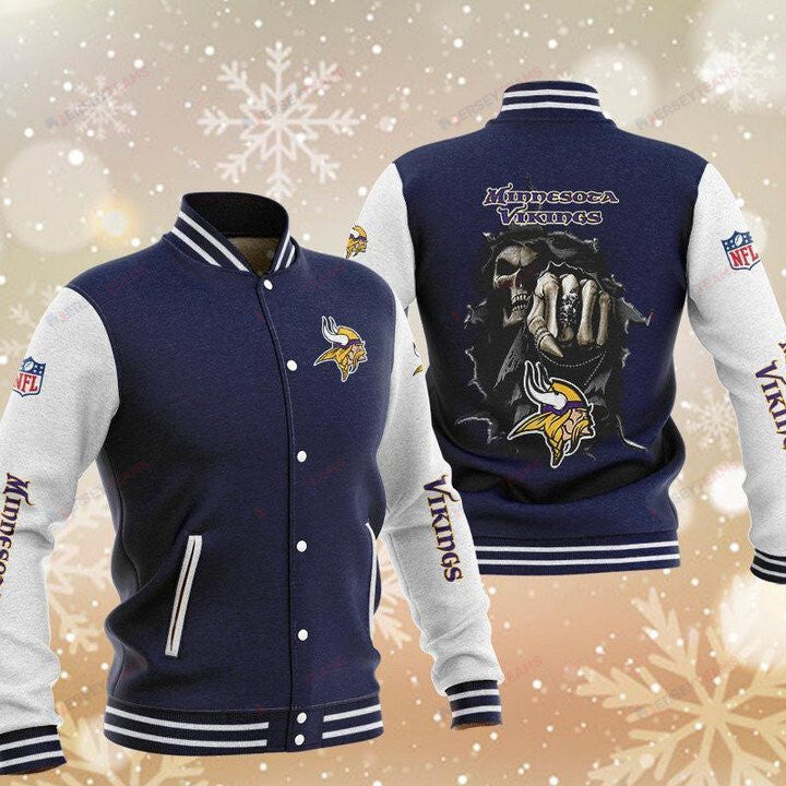 Minnesota Vikings Dark Blue Hades - AOP Varsity Jacket - All-Over-Printed Jacket