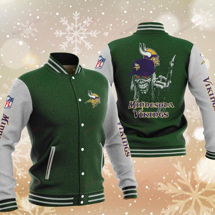 Minnesota Vikings Green Grey Iron Maiden - AOP Varsity Jacket - All-Over-Printed Jacket