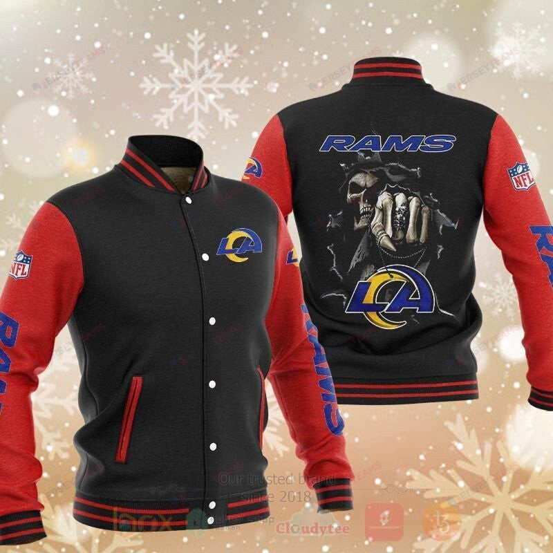 Los Angeles Rams Rb Death Skull Black Red - AOP Varsity Jacket - All-Over-Printed Jacket
