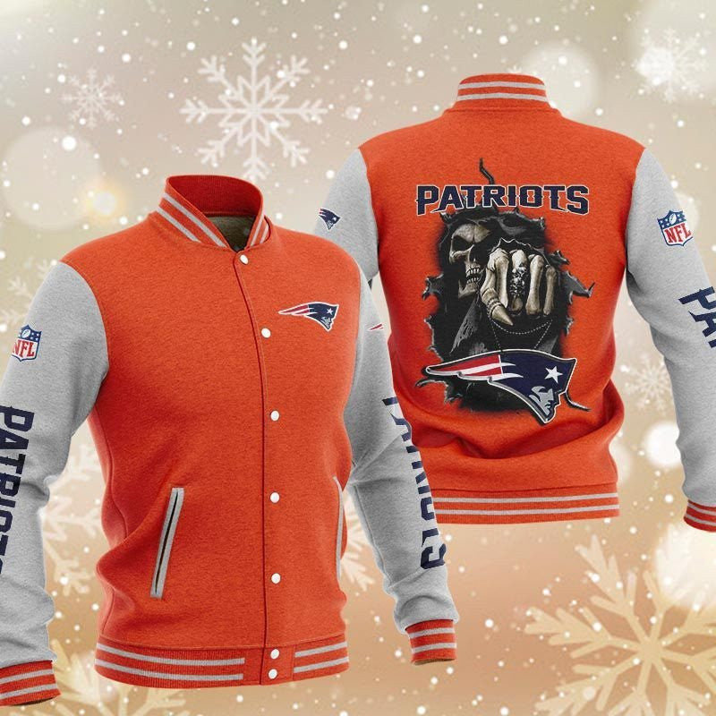 New England Patriots Orange Grey - AOP Varsity Jacket - All-Over-Printed Jacket