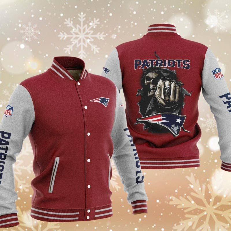 New England Patriots Red Grey - AOP Varsity Jacket - All-Over-Printed Jacket
