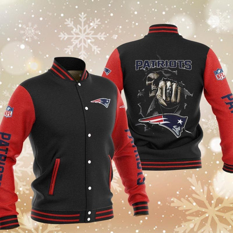 New England Patriots Black Red - AOP Varsity Jacket - All-Over-Printed Jacket