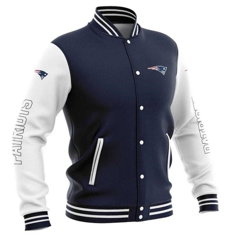 New England Patriots Dark Blue Basic - AOP Varsity Jacket - All-Over-Printed Jacket