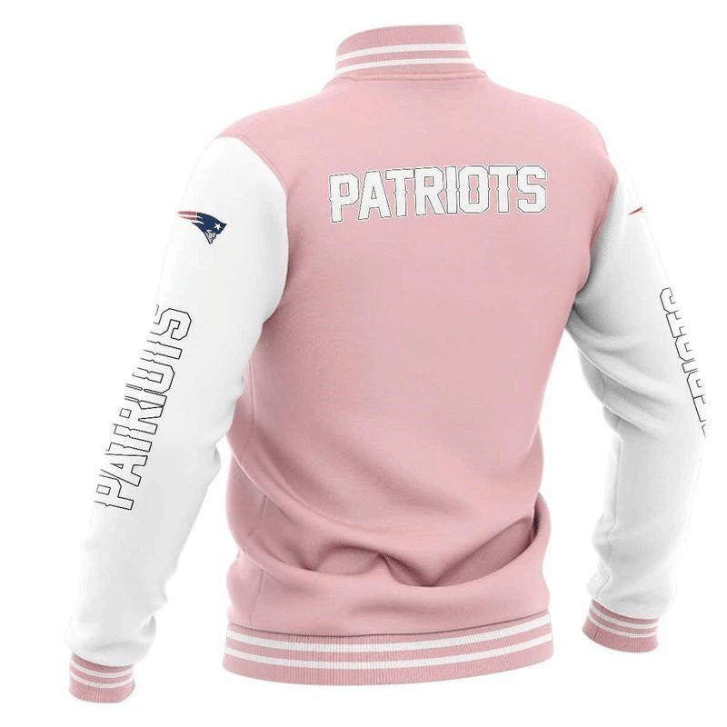 New England Patriots Pink White Basic - AOP Varsity Jacket - All-Over-Printed Jacket