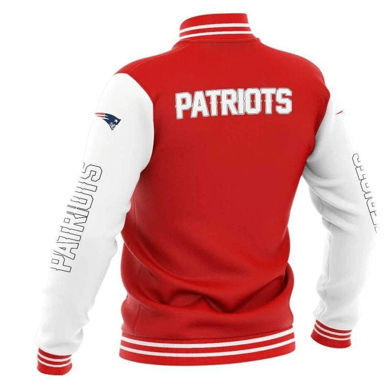 New England Patriots Red White Basic - AOP Varsity Jacket - All-Over-Printed Jacket