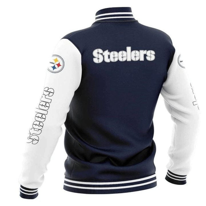 Pittsburgh Steelers Dark Blue White - AOP Varsity Jacket - All-Over-Printed Jacket