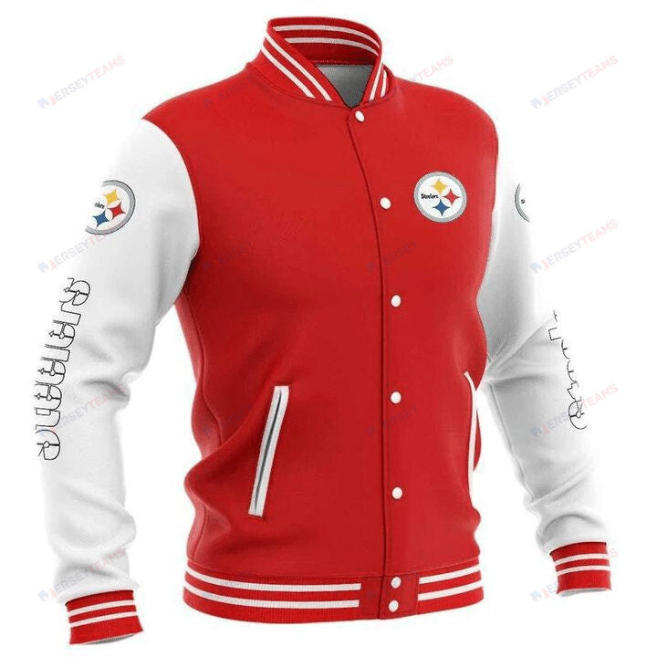 Pittsburgh Steelers Red White - AOP Varsity Jacket - All-Over-Printed Jacket