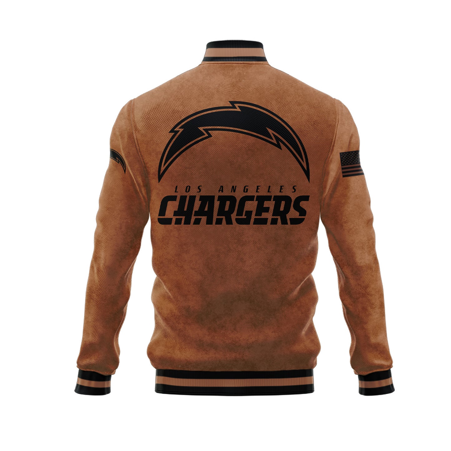 Los Angeles Chargers 2023 Salute To Service Club Baseball Jacket Varsity Jacket - Brown - All-Over-Printed Jacket