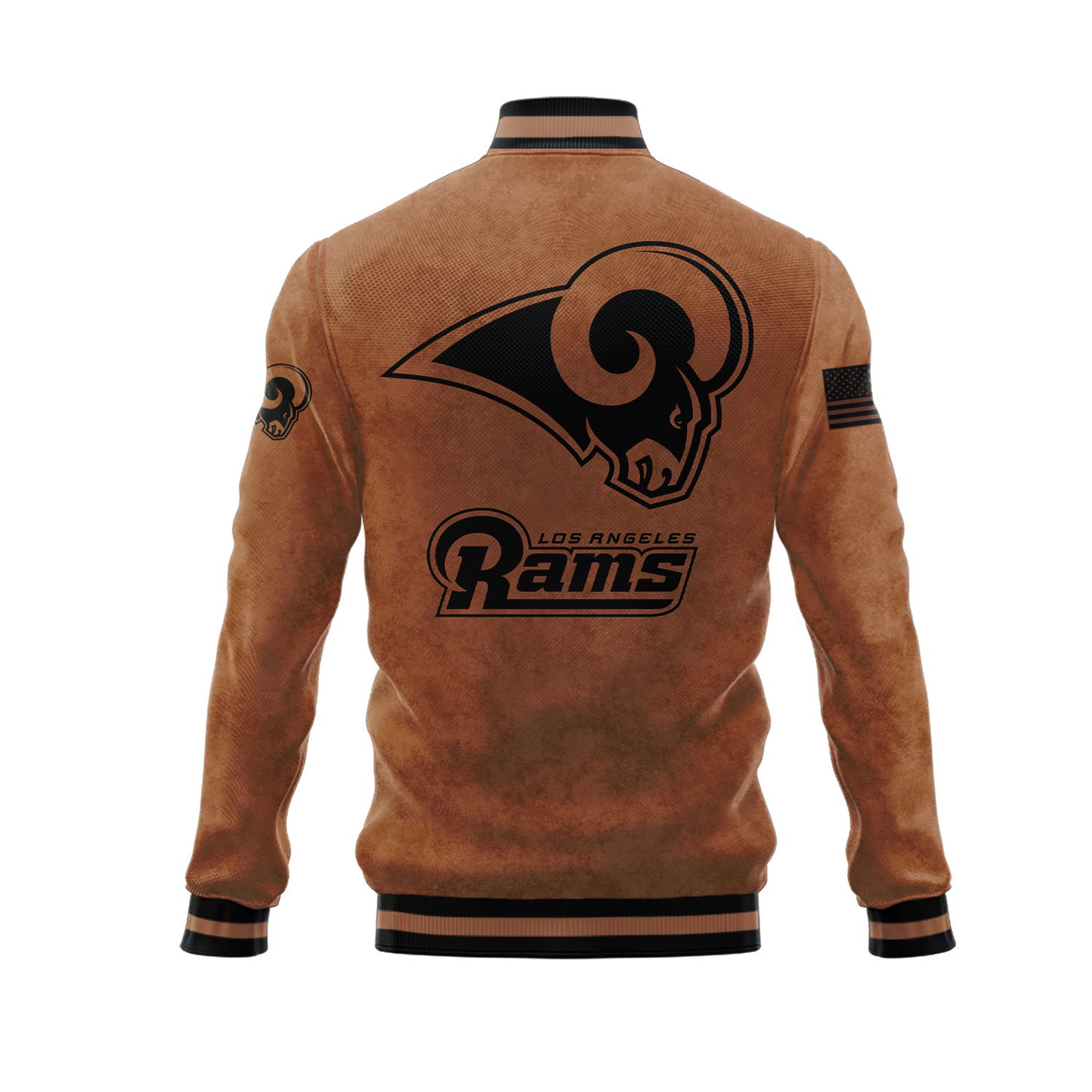 Los Angeles Rams 2023 Salute To Service Club Baseball Jacket Varsity Jacket - Brown - All-Over-Printed Jacket